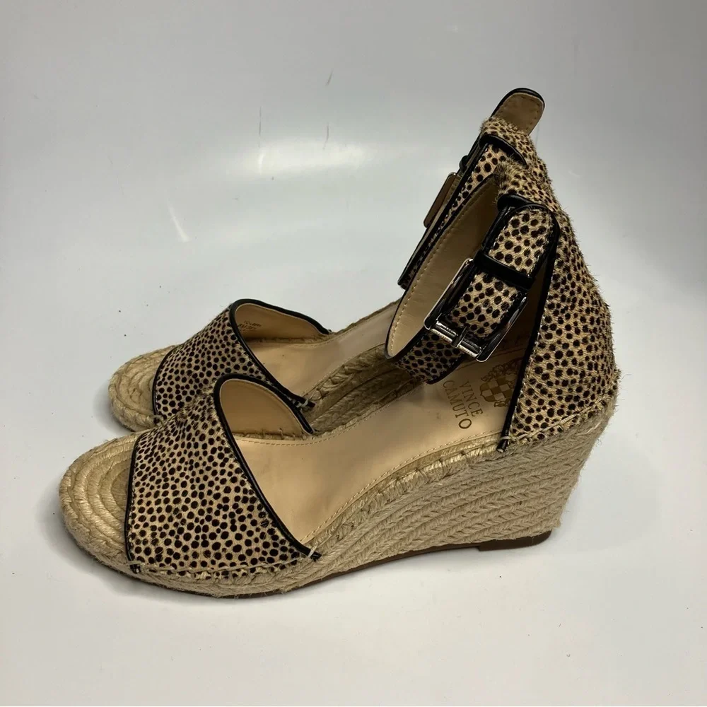 Vince Camuto Leera wedge Sandals espadrille calf hair size 8‎